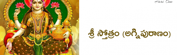 శ్రీ స్తోత్రం (అగ్నిపురాణం) - Sri Stotram (Agni puranam) in Telugu Pdf Download Online