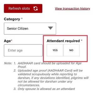 TTD Senior Citizen Tickets booking