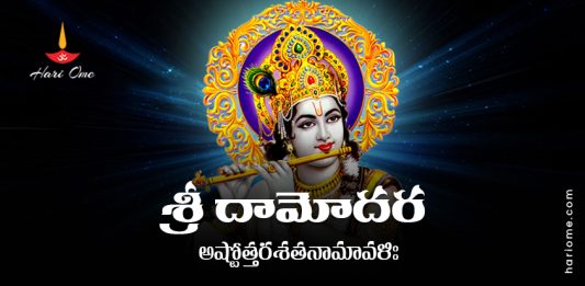 Sri Damodara Ashtottara Shatanamavali in Telugu PDF