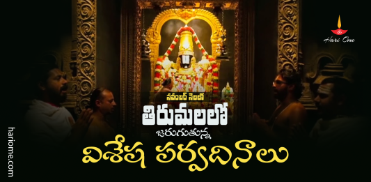 Tirumal Important Festivities in November
